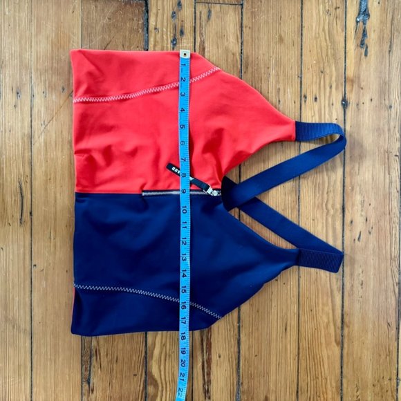 New Balance x Staud Red & Navy Colorblock Bra Top - Picture 3 of 5